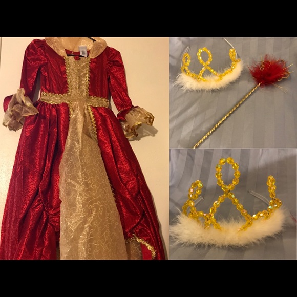 Disney Other - Sz M 7/8 Disney Princess Belle Costume Wand Crown